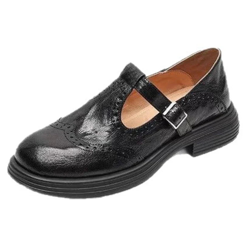 Women’s Leather T-Strap Shoes Elegant Vintage Design 4