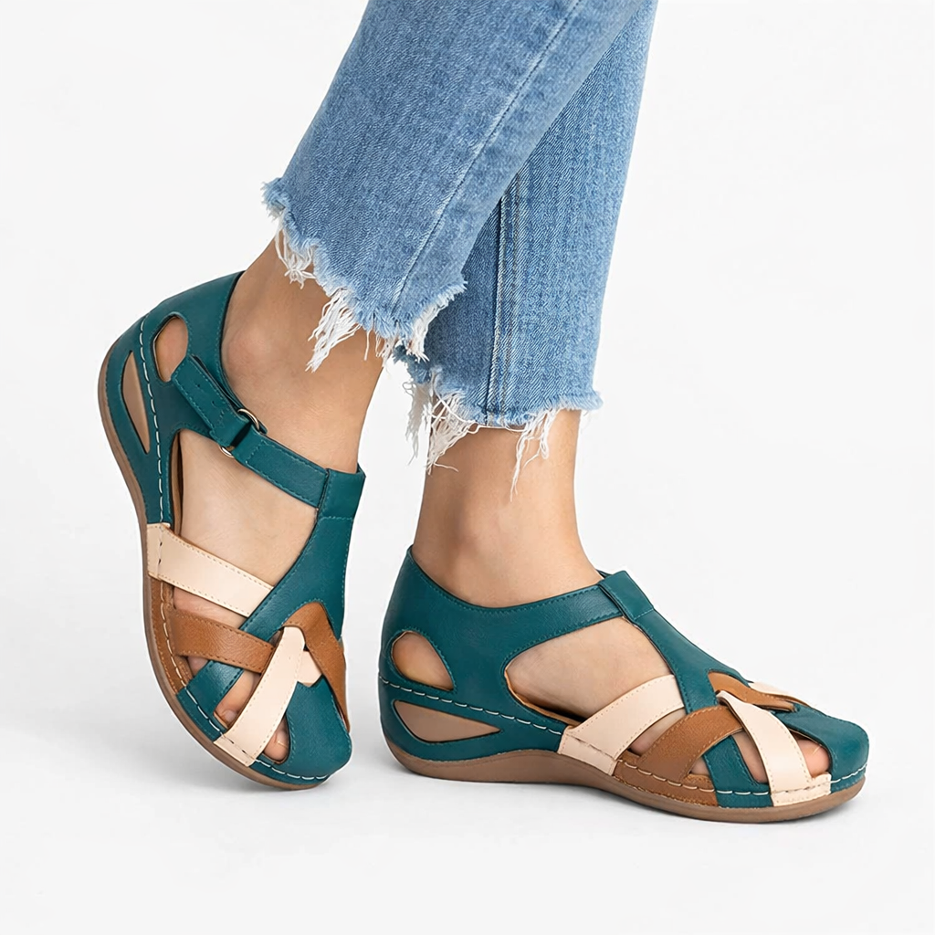 Women’s Leather Wedge Sandals Cushioned Footbed for Comfort 2