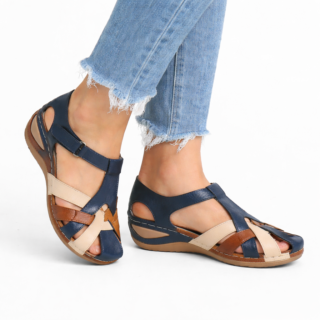 Women’s Leather Wedge Sandals Cushioned Footbed for Comfort 3