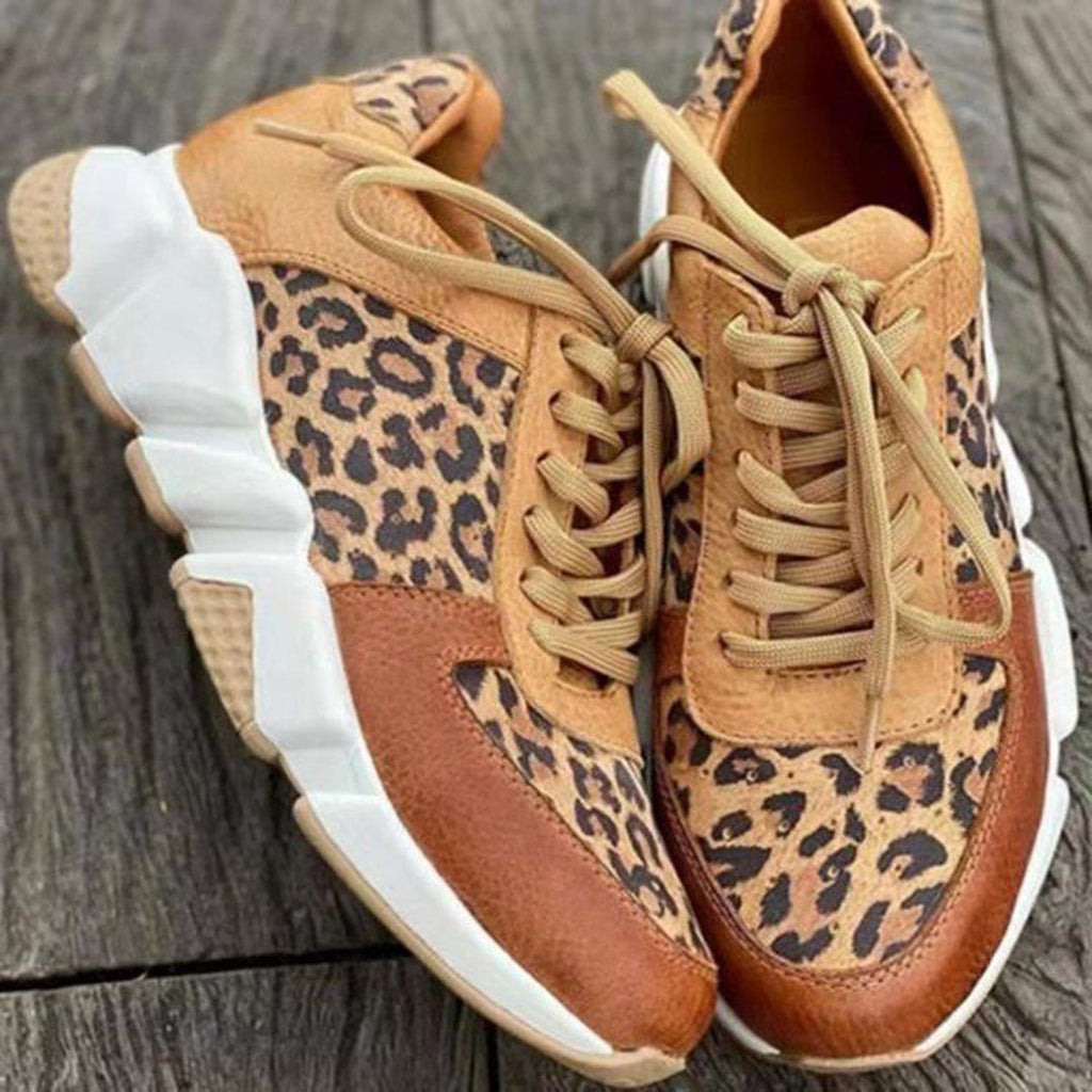 Women’s Leopard Lace-Up Sneakers Stylish Spring Design 1
