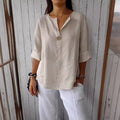 Women’s Lightweight Linen Blouse Relaxed Fit for Summer Style 0