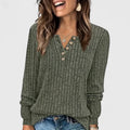 Women’s Lightweight Ribbed Top with Elegant Button Details 0