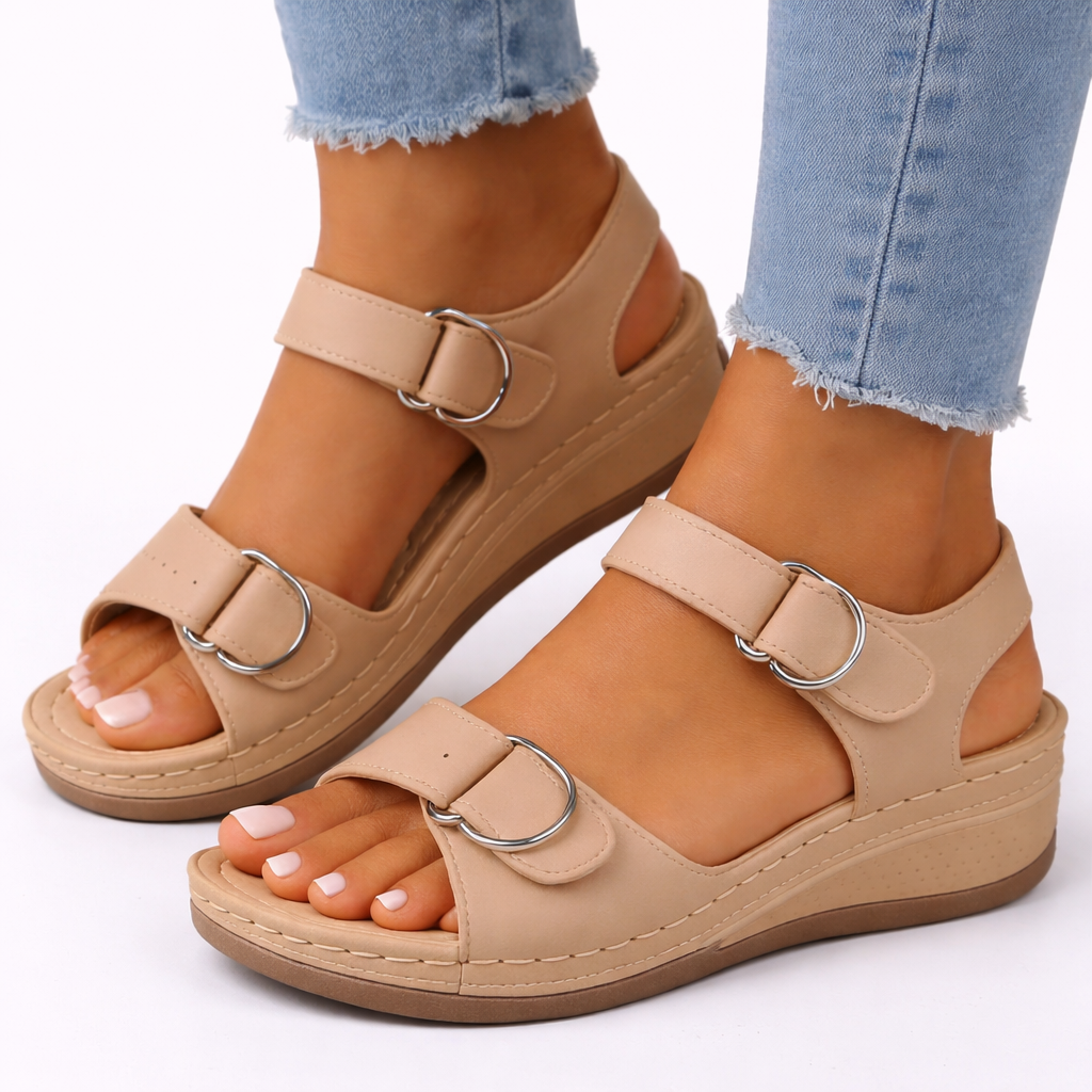 Women’s Lightweight Wedge Heel Sandals Open-Toe Casual Style 0