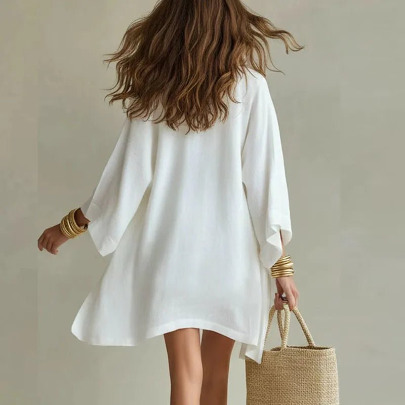 Women’s Linen 3 Piece Set V-Neck Top Drawstring Shorts 2