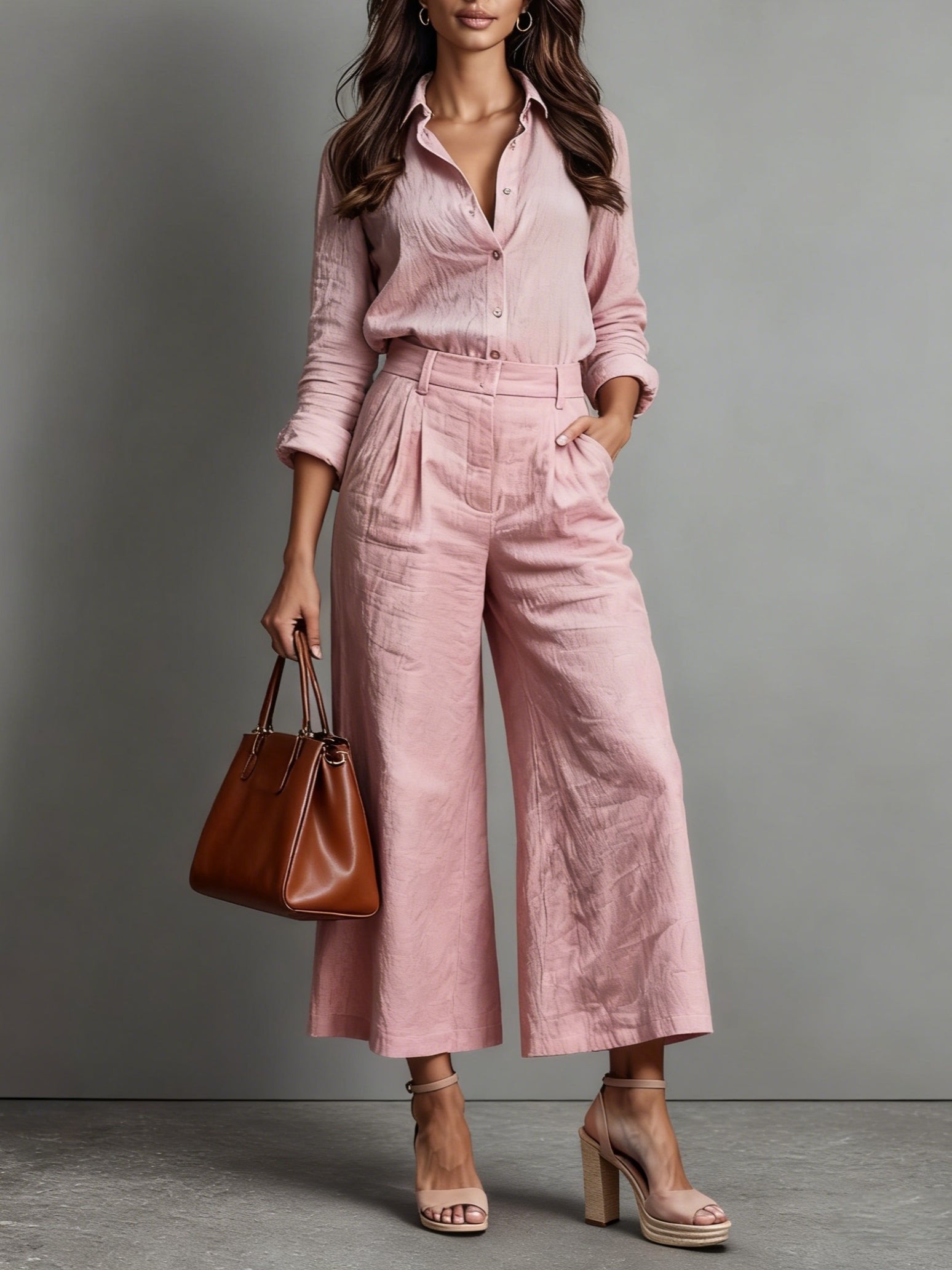 Women’s Linen High-Waist Wide-Leg Co-ord Set Effortless Summer Style 0
