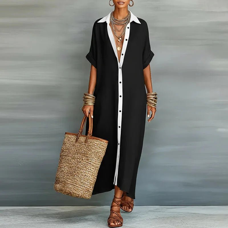 Women’s Linen Maxi Dress Relaxed Button-Down Style 4