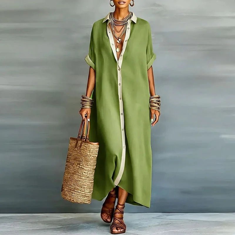 Women’s Linen Maxi Dress Relaxed Button-Down Style 5