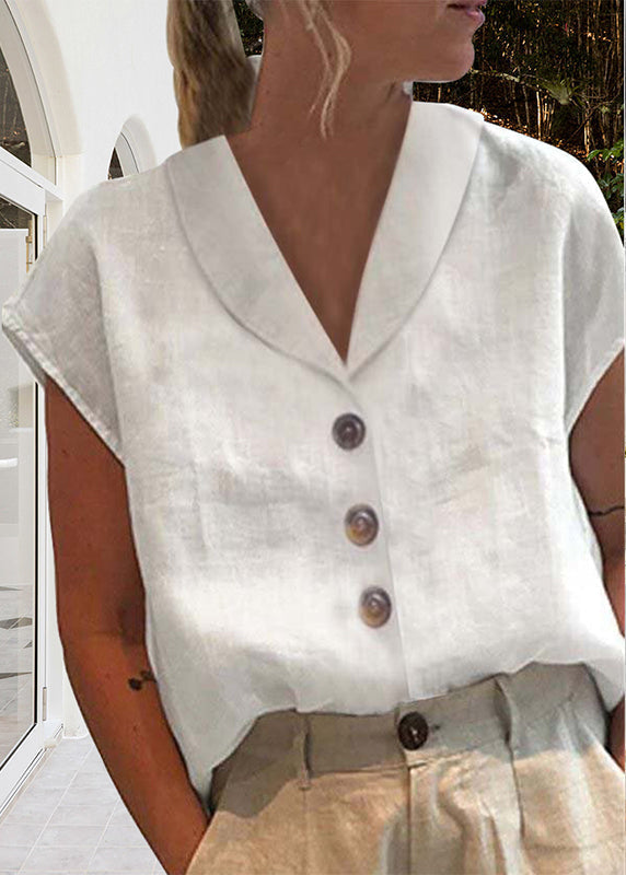 Women’s Linen Top Relaxed Fit Cap Sleeves Summer Style 0