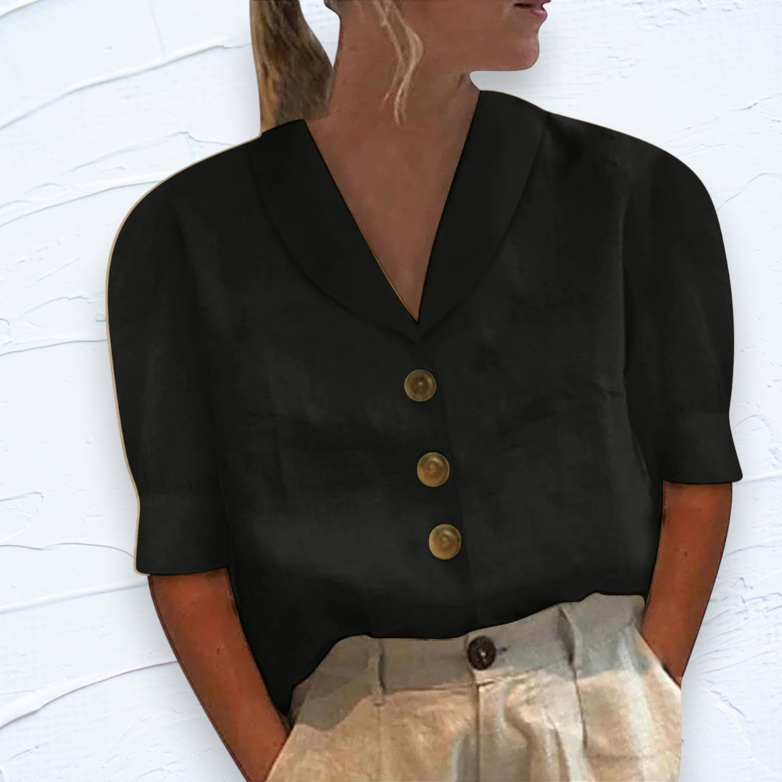 Women’s Linen Top Relaxed Fit Cap Sleeves Summer Style 1