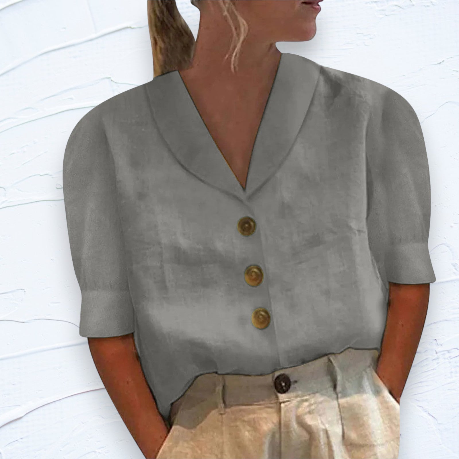Women’s Linen Top Relaxed Fit Cap Sleeves Summer Style 2