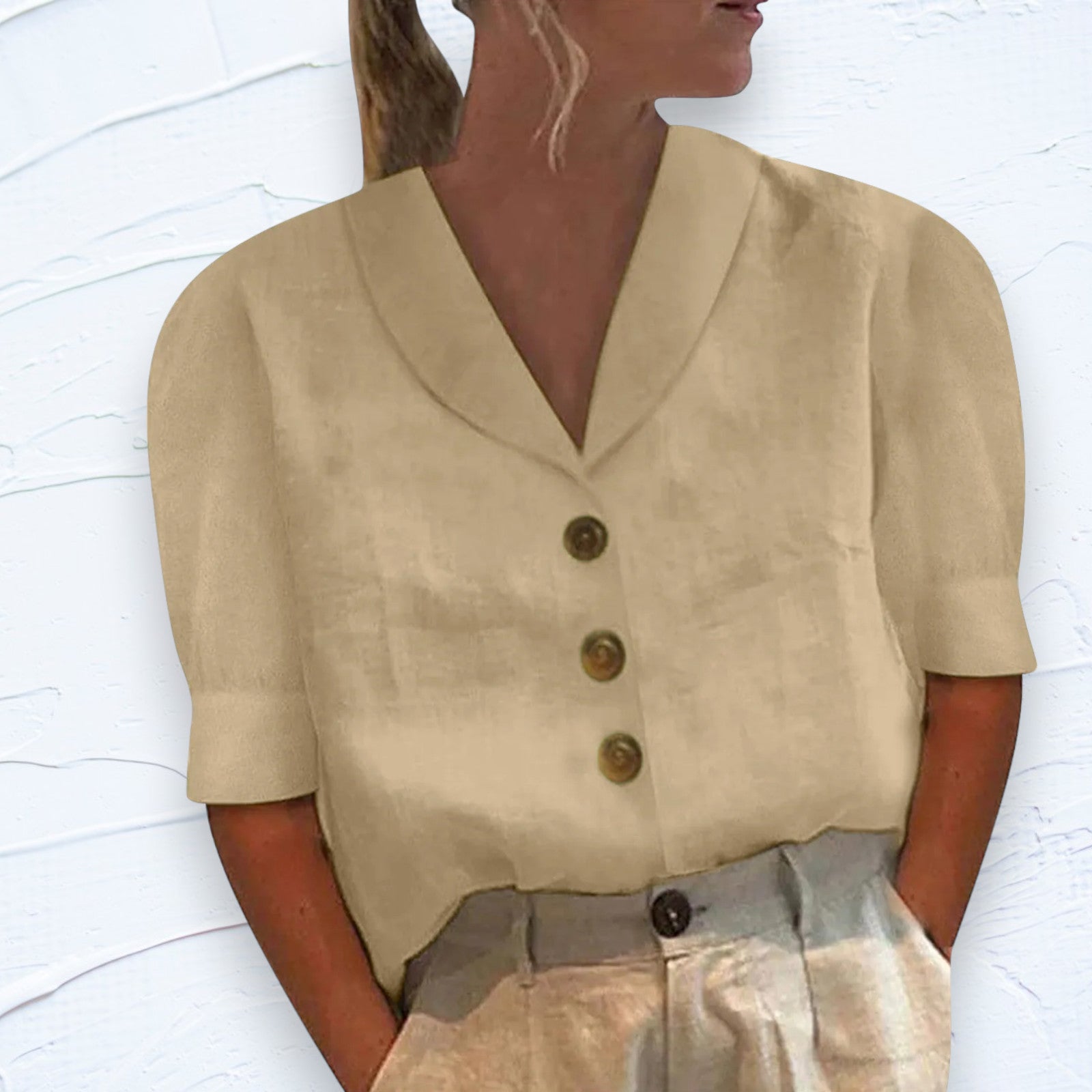 Women’s Linen Top Relaxed Fit Cap Sleeves Summer Style 3