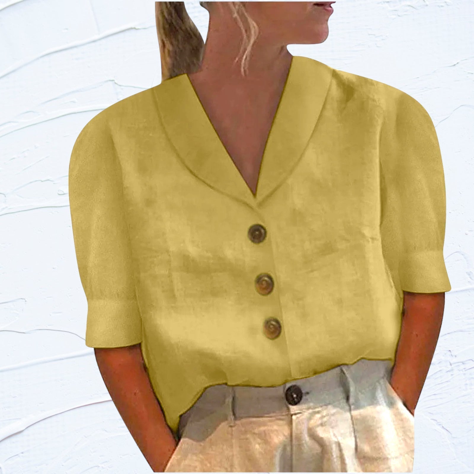 Women’s Linen Top Relaxed Fit Cap Sleeves Summer Style 5