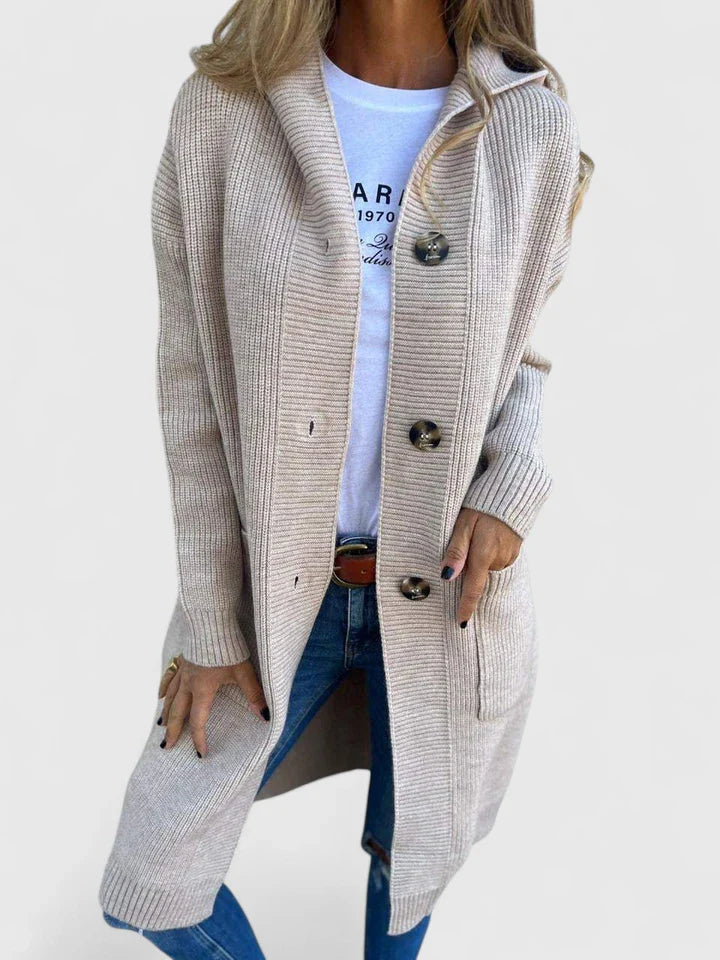 Women’s Long Cardigan Cozy Button Design with Pockets 0