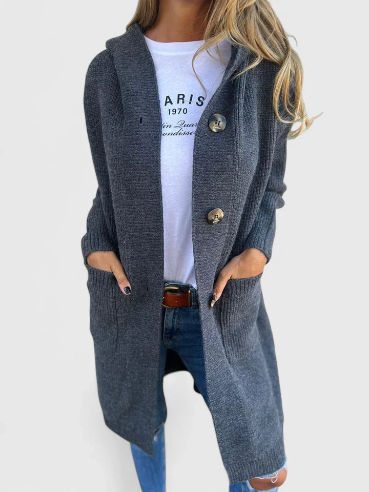 Women’s Long Cardigan Cozy Button Design with Pockets 1