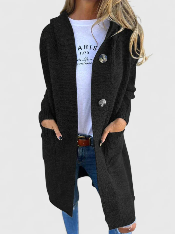 Women’s Long Cardigan Cozy Button Design with Pockets 2