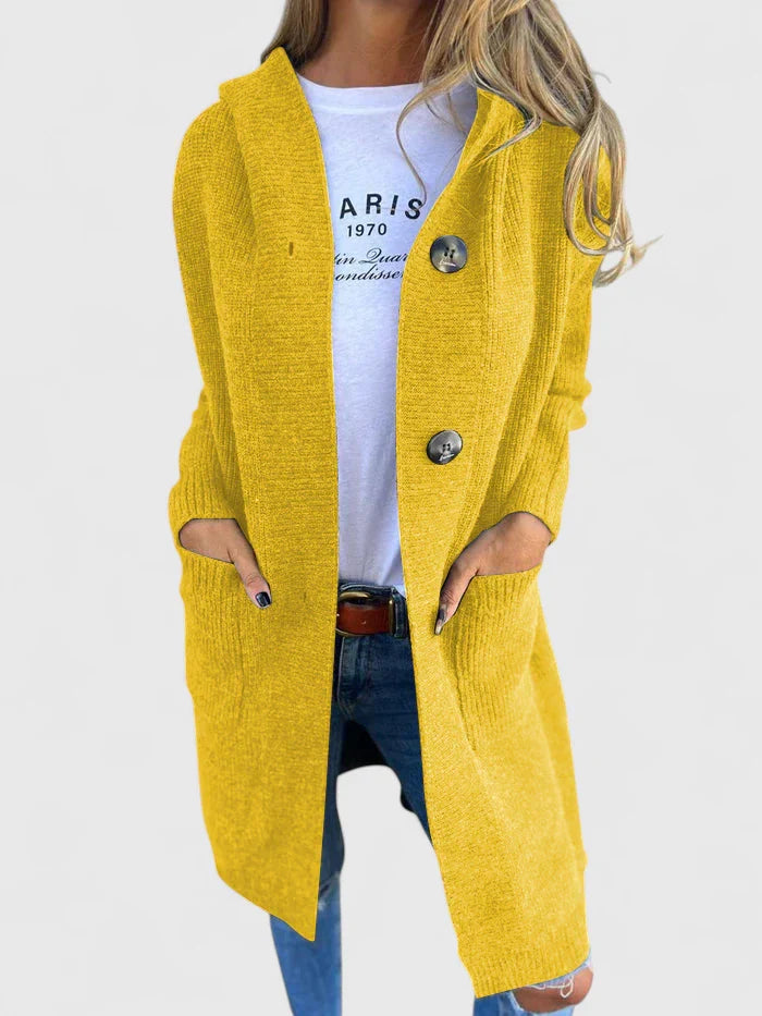 Women’s Long Cardigan Cozy Button Design with Pockets 3