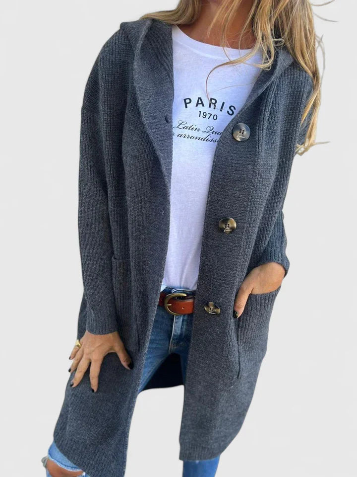 Women’s Long Cardigan Cozy Button Design with Pockets 4