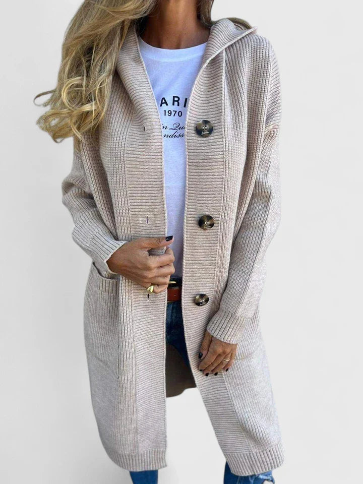 Women’s Long Cardigan Cozy Button Design with Pockets 5