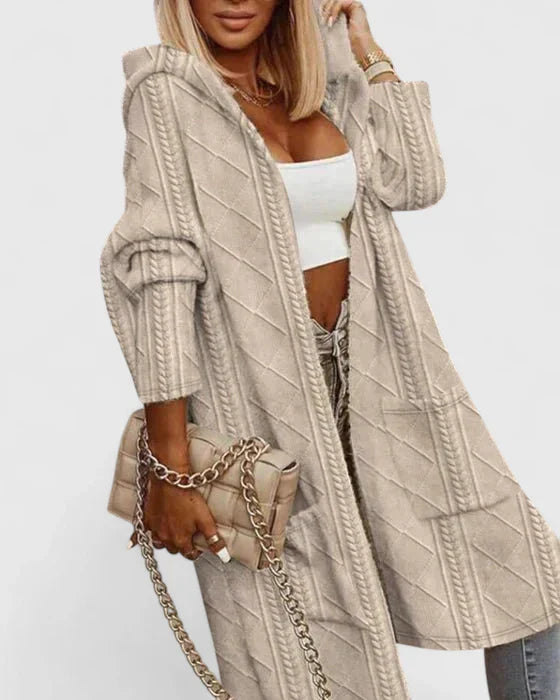 Women’s Long Cardigan Elegant Extended Length with Hood 0
