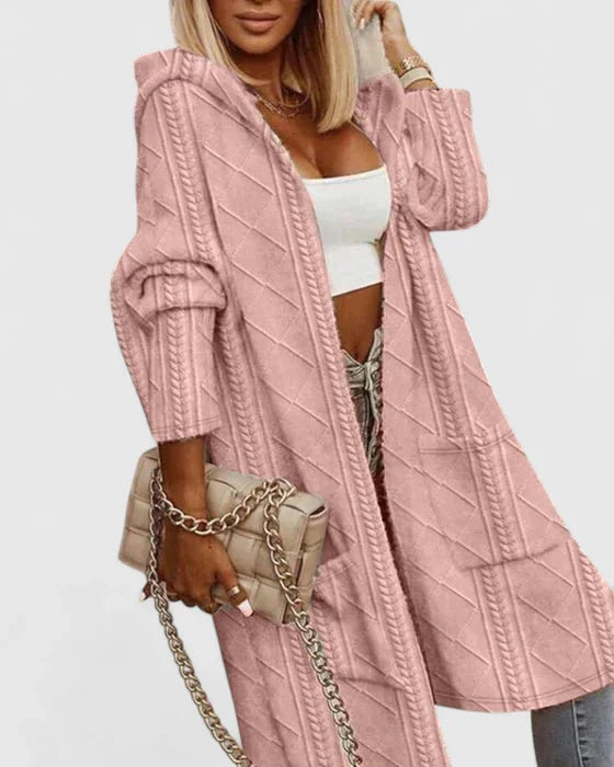 Women’s Long Cardigan Elegant Extended Length with Hood 1