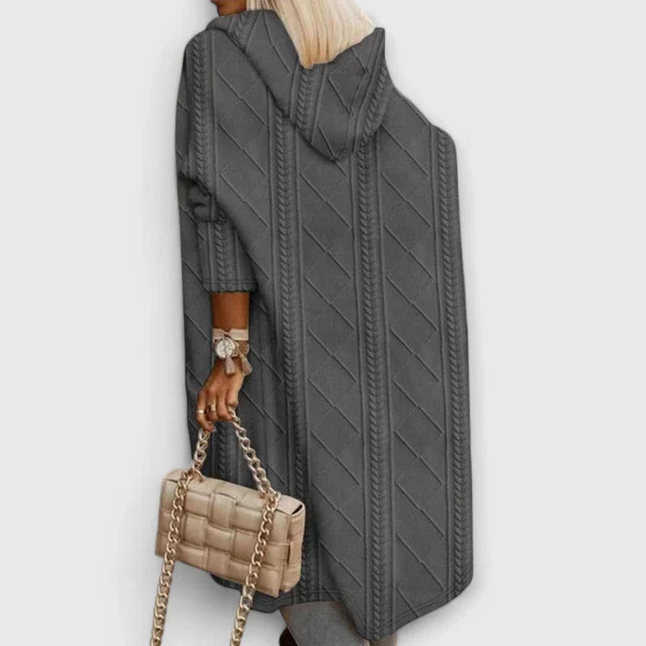 Women’s Long Cardigan Elegant Extended Length with Hood 3