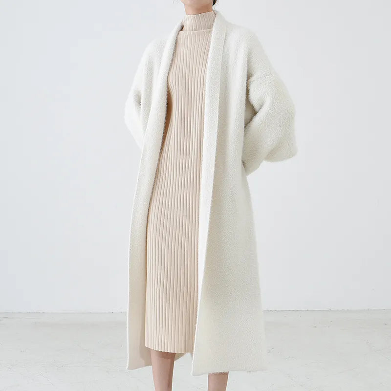 Women's Long Cardigan Open Front Elegant Layering Style 1