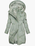 Women’s Long Puffer Coat Quilted Hooded Winter Style 0
