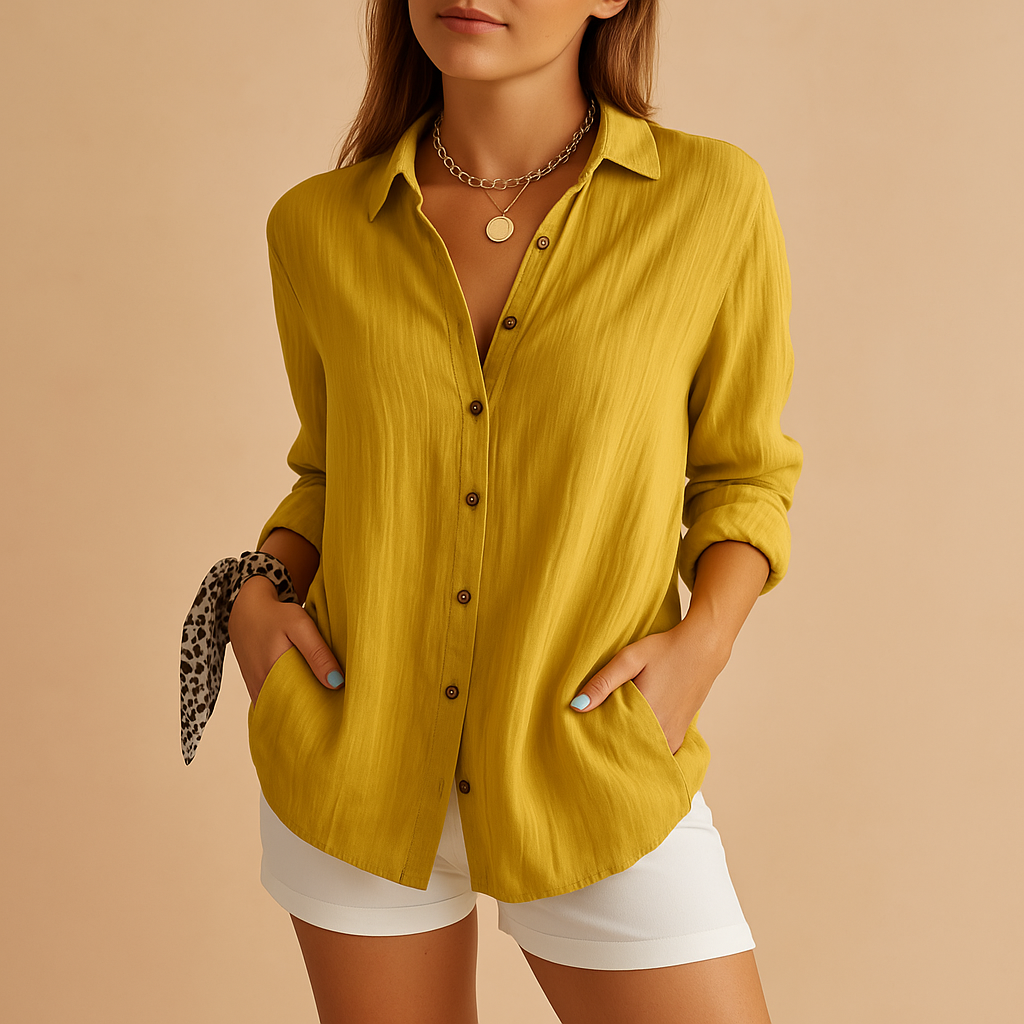 Women’s Long Sleeve Blouse Relaxed Fit Button-Down Style 2