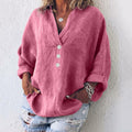 Women’s Long Sleeve Blouse V-Neck Casual Oversized Style 0