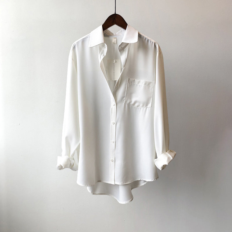 Women’s Long Sleeve Chiffon Shirt Classic Polo Style Elegant Design 2