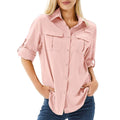 Women’s Long Sleeve Hiking Shirt Convertible Roll-Up Design 0