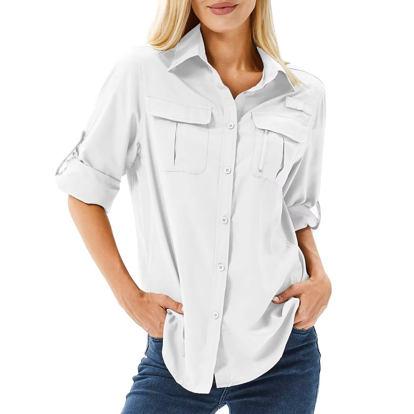 Women’s Long Sleeve Hiking Shirt Convertible Roll-Up Design 4