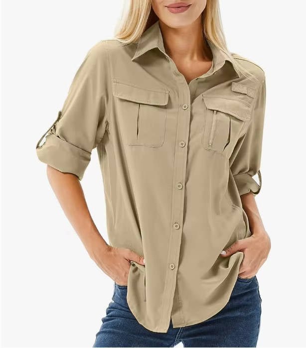 Women’s Long Sleeve Hiking Shirt Convertible Roll-Up Design 5