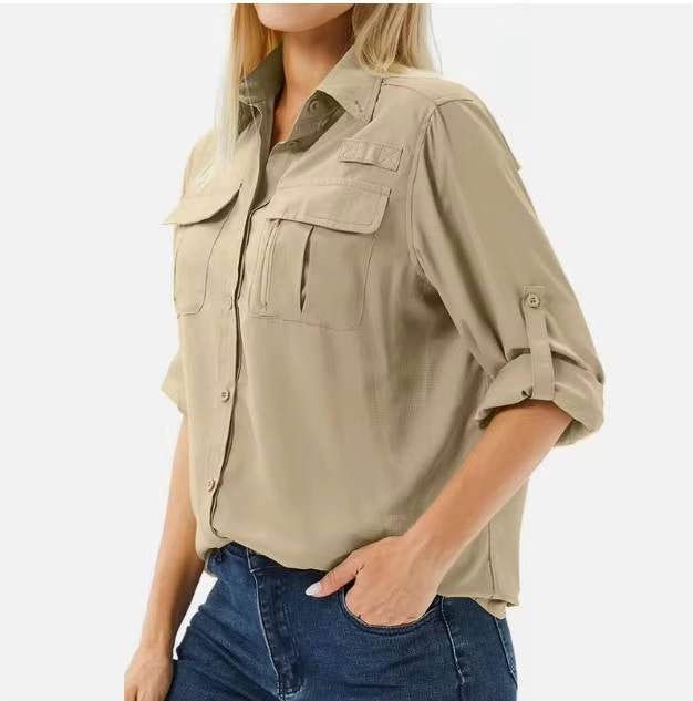 Women’s Long Sleeve Hiking Shirt Convertible Roll-Up Design 6