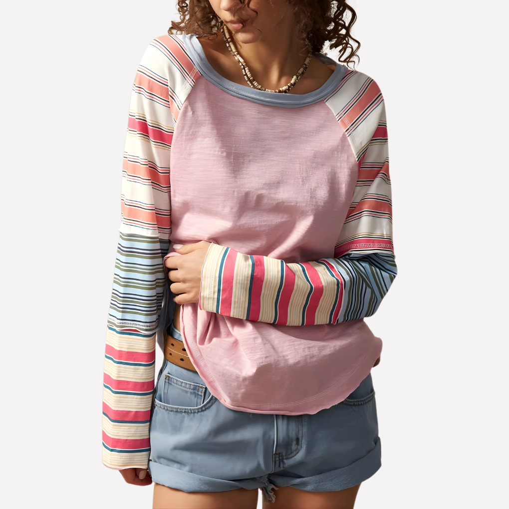 Women’s Long Sleeve Top Stylish Raglan Sleeve Design 1