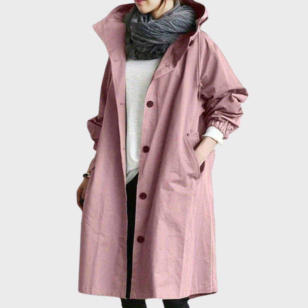Women’s Long Trench Coat Relaxed Fit with Hooded Design 5