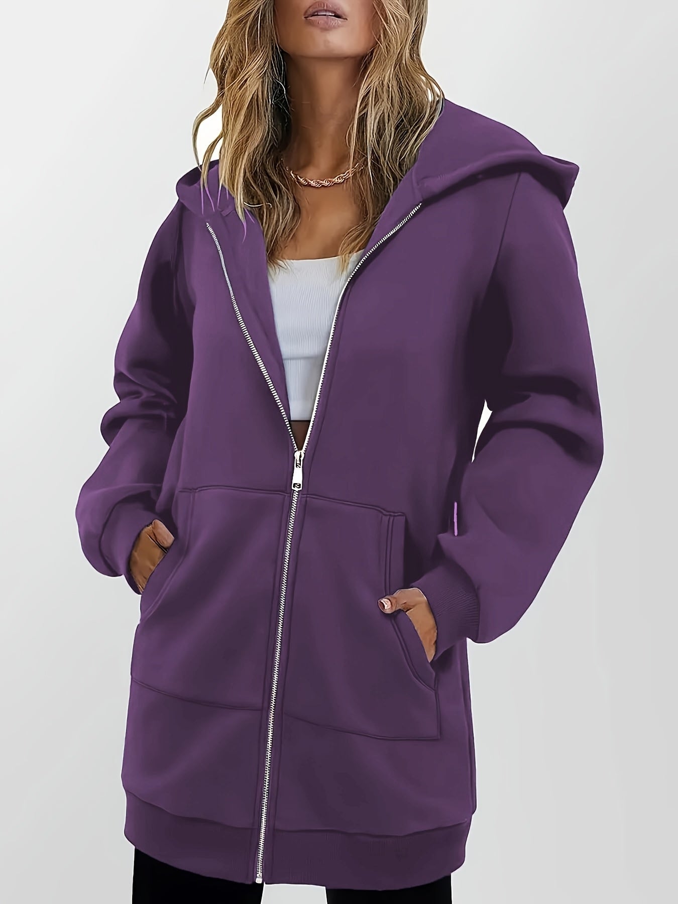 Women’s Longline Hooded Zip Jacket Cozy Everyday Layer 2