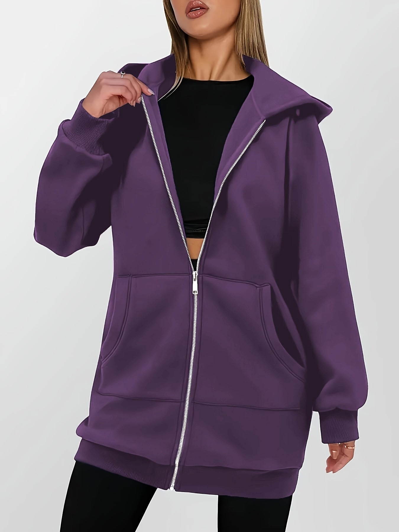 Women’s Longline Hooded Zip Jacket Cozy Everyday Layer 3