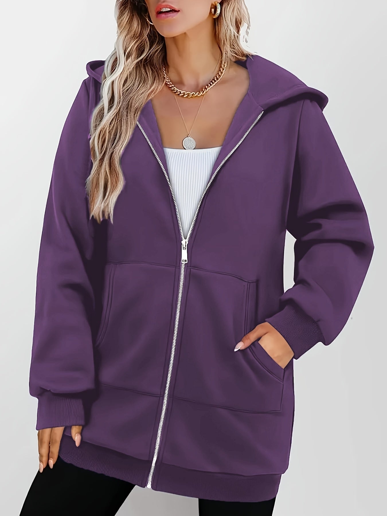 Women’s Longline Hooded Zip Jacket Cozy Everyday Layer 4
