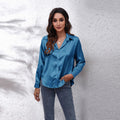 Women’s Loose Fit Satin Blouse Elegant Casual Style 0