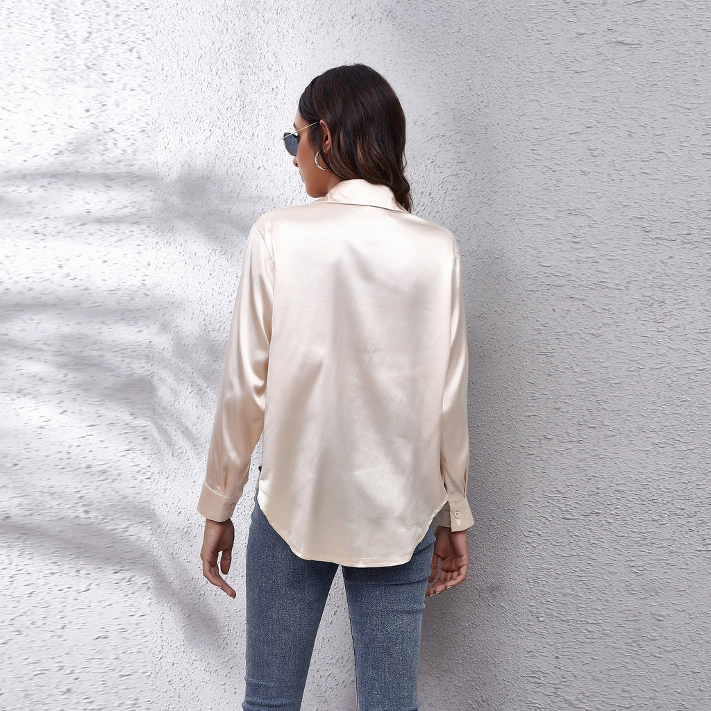 Women’s Loose Fit Satin Blouse Elegant Casual Style 7