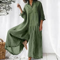 Women’s Loose Jumpsuit Relaxed Fit Button-Down Design 0