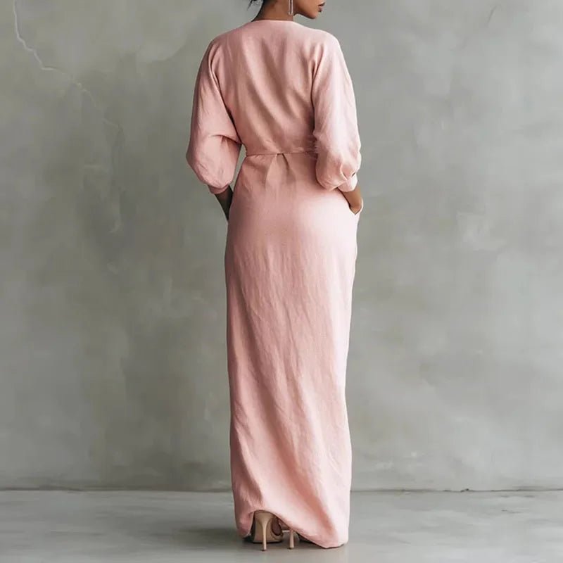 Women’s Maxi Dress Elegant Wrap Design Long Sleeve 1