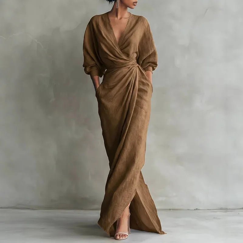 Women’s Maxi Dress Elegant Wrap Design Long Sleeve 2