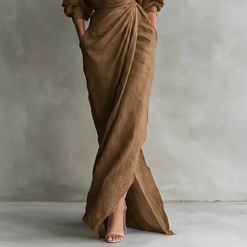 Women’s Maxi Dress Elegant Wrap Design Long Sleeve 3