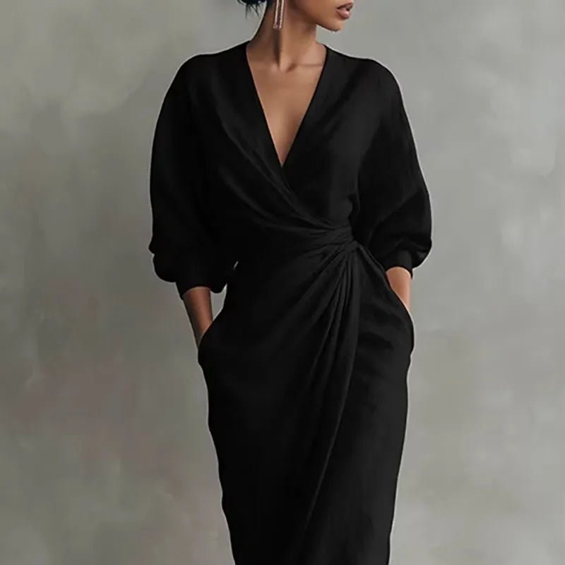 Women’s Maxi Dress Elegant Wrap Design Long Sleeve 5
