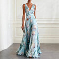 Women’s Maxi Dress Elegant Wrap Design with Tulip Print 0