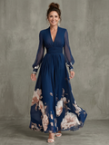 Women’s Maxi Dress Pleated Sheer Sleeves and Defined Waist 0