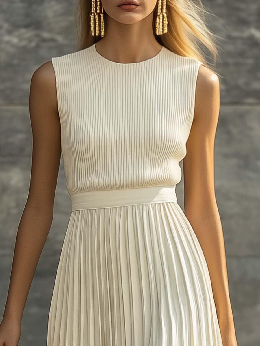Women’s Maxi Dress Sleeveless Knit and Chiffon Blend Elegant Summer Style 2