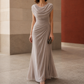 Women’s Maxi Dress with Cowl Neck and Ruched Waist 0